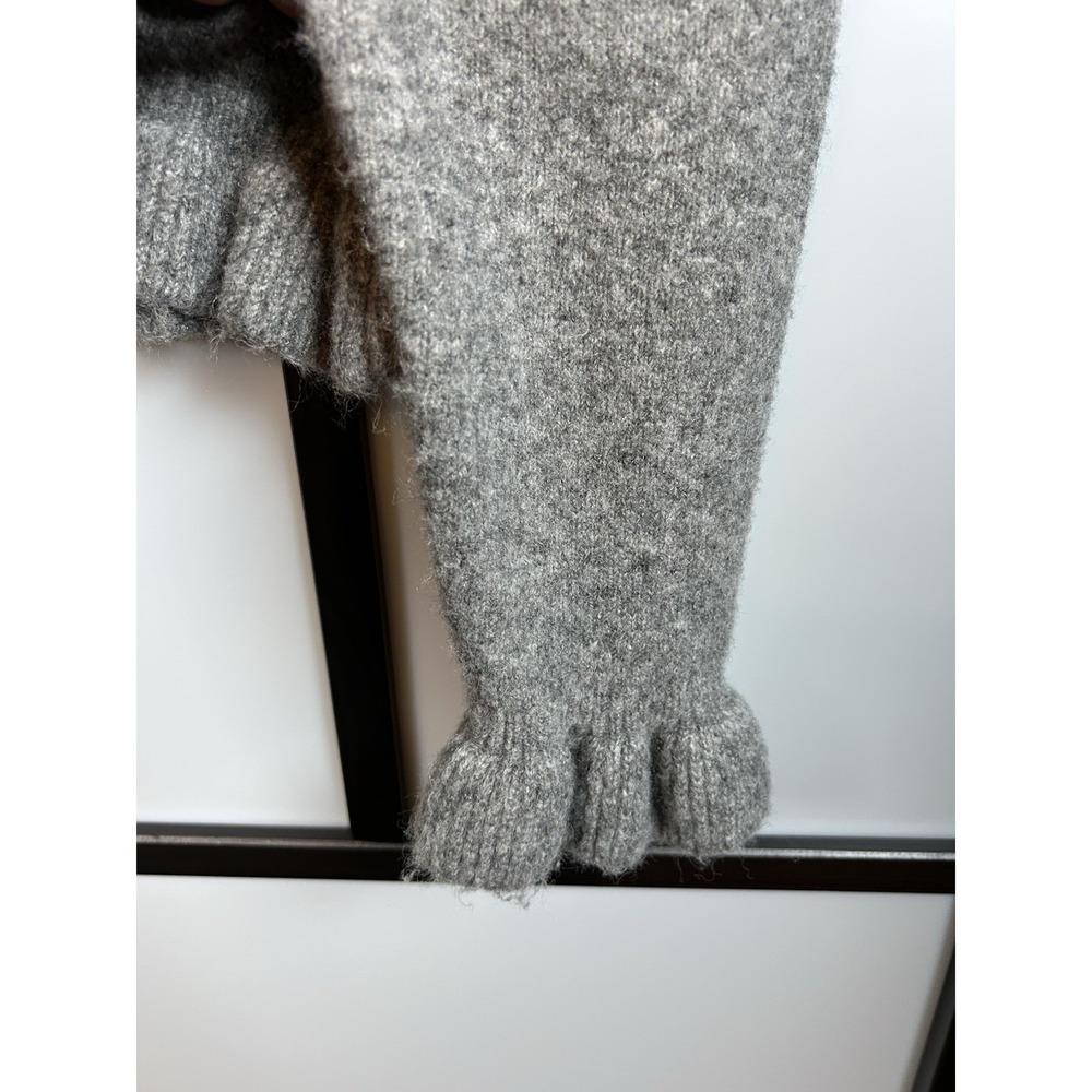 Zara Gray Button Up  Frill Cardigan Sweater Women's Medium Wool Blend - Picture 4 of 9